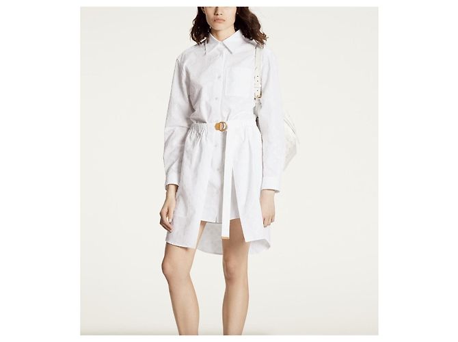 Louis Vuitton Monogram Relief Trompe L’Oeil Shirt Dress White - view 2