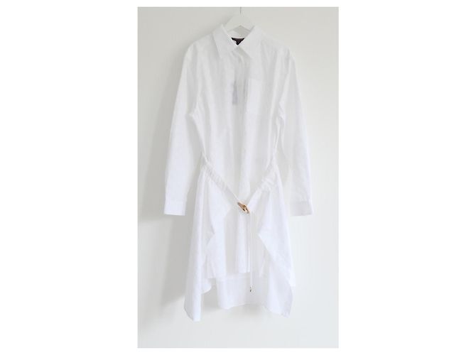 Louis Vuitton Monogram Relief Trompe L’Oeil Shirt Dress White - view 3
