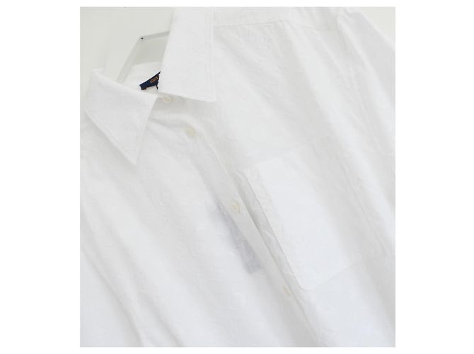 Louis Vuitton Monogram Relief Trompe L’Oeil Shirt Dress White - view 5