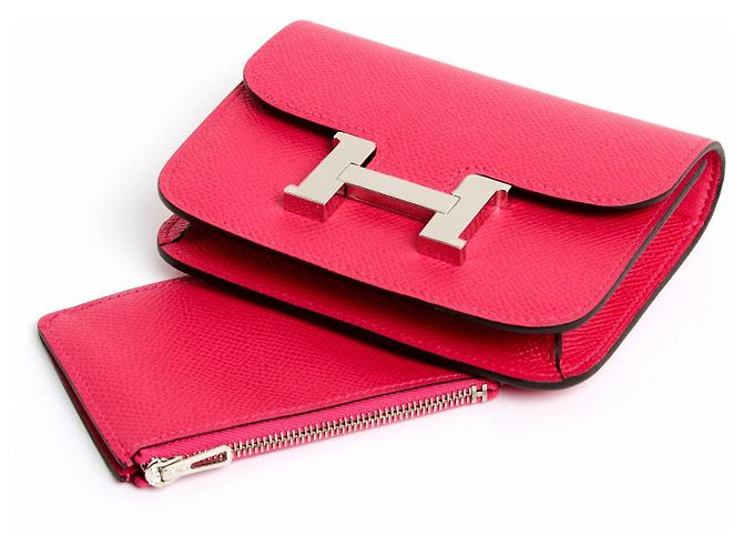 Hermès 2024 Constance Slim Pochette Cinturón Bolsa de Cuero Rosa en Cinturón Hardware de plata - view 9