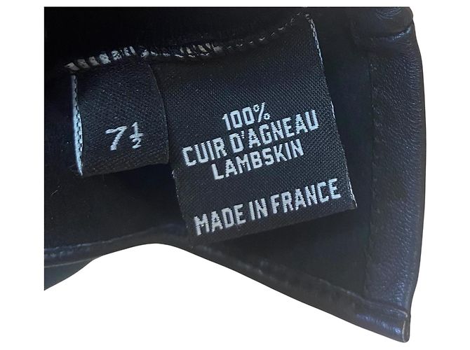 Luvas sem dedos em couro preto e branco com logo CC completo Chanel 22S 7.5 - vista 12