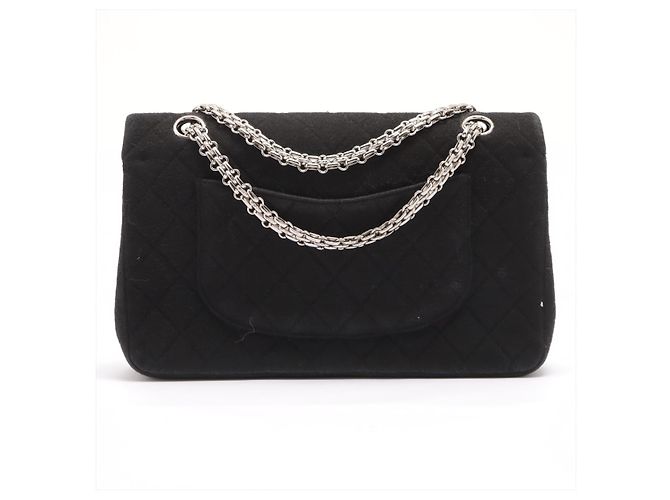 Chanel Timeless - Classic Double Flap Quilted Jersey Medium Preto - vista 2