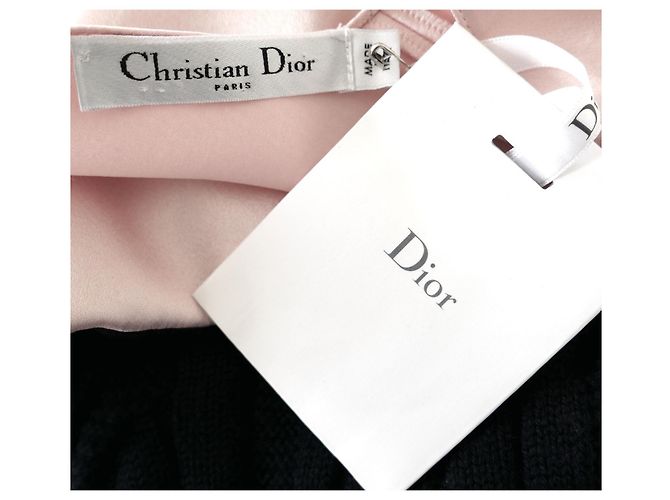 Suéter de ombro em seda com trançado Dior x Raf Simons Pré-Outono 2015 Rosa Azul marinho - vista 5