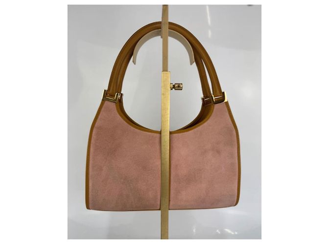 Borsa a spalla Gucci Jackie in suede e pelle Rosa e marrone278 - vista 4