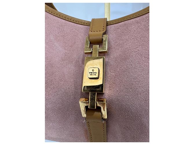 Borsa a spalla Gucci Jackie in suede e pelle Rosa e marrone278 - vista 9