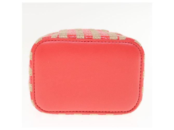 Vanity Beauty case Chanel in rafia intrecciata con manico e catena Rosso - vista 3