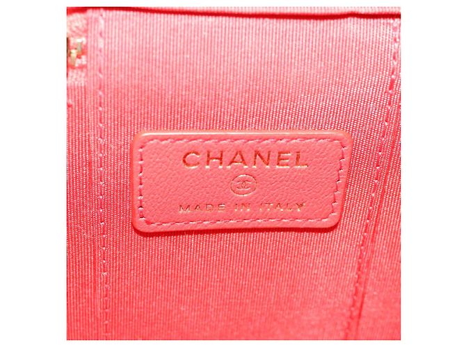 Vanity Beauty case Chanel in rafia intrecciata con manico e catena Rosso - vista 7