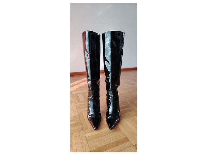 DOLCE & GABBANA DEVOTION GLANZENDES RINDLEDERSTIEFEL. Schwarz - Ansicht 3