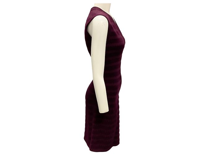 Alaïa Alaia burgunderfarbene ärmelloses V-Ausschnitt Stretch-Strickkleid Bordeaux - Ansicht 2