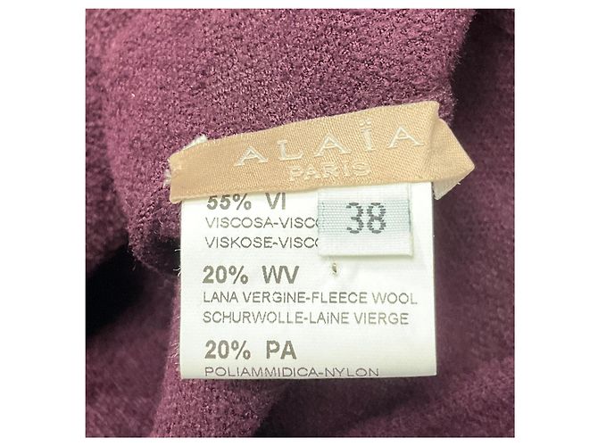 Alaïa Alaia burgunderfarbene ärmelloses V-Ausschnitt Stretch-Strickkleid Bordeaux - Ansicht 4