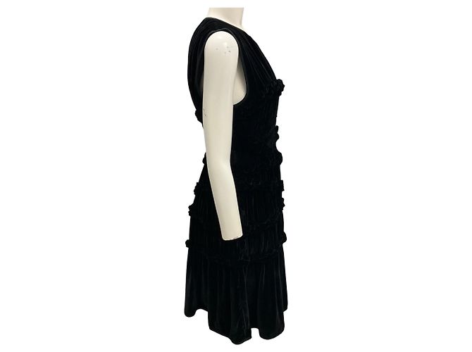 Autre Marque Vestido de cóctel de terciopelo negro fruncido Cecilie Bahnsen - vista 2