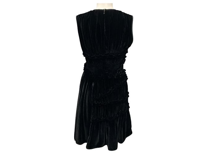 Autre Marque Vestido de cóctel de terciopelo negro fruncido Cecilie Bahnsen - vista 3