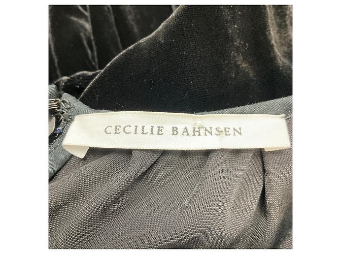 Autre Marque Vestido de cóctel de terciopelo negro fruncido Cecilie Bahnsen - vista 4
