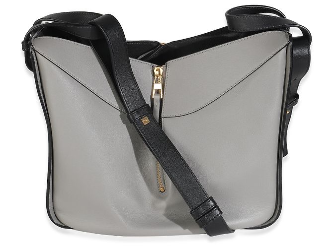 Borsa a spalla Hammock media in pelle di vitello grigia e nera Loewe Marrone - vista 2