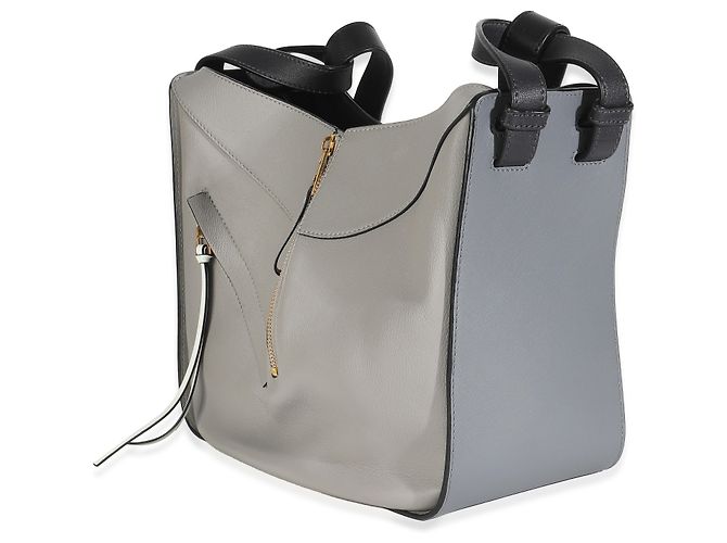Borsa a spalla Hammock media in pelle di vitello grigia e nera Loewe Marrone - vista 3