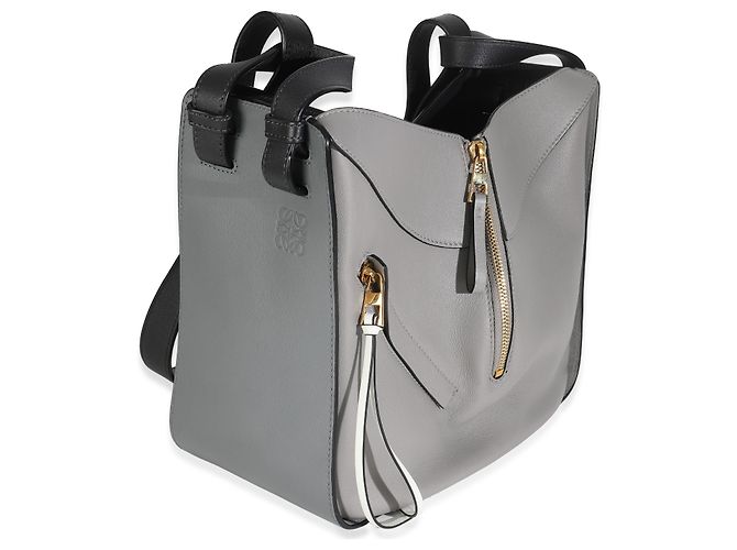 Borsa a spalla Hammock media in pelle di vitello grigia e nera Loewe Marrone - vista 4