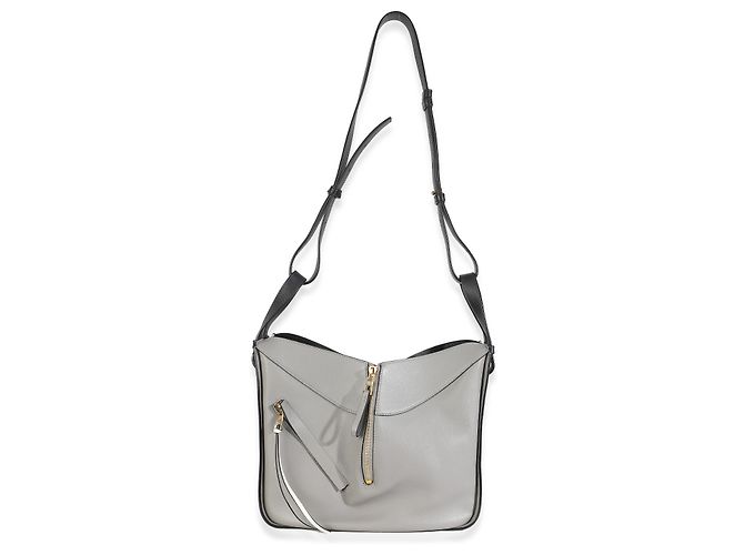 Borsa a spalla Hammock media in pelle di vitello grigia e nera Loewe Marrone - vista 5