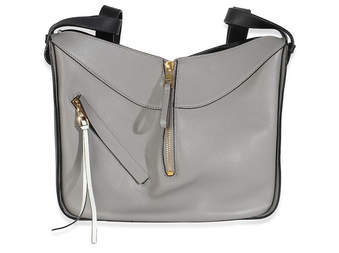 Borsa a spalla Hammock media in pelle di vitello grigia e nera Loewe Marrone - vista 8