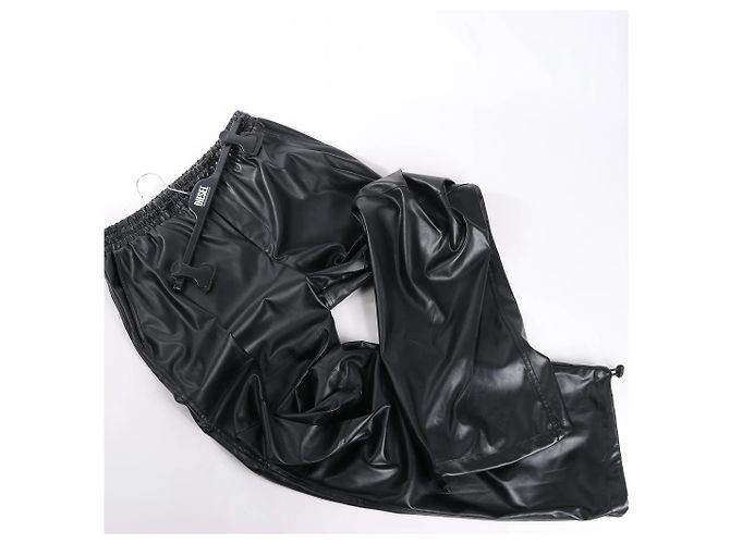DIESEL Oversized Cargo Coated Fabric Trousers in Black p-MARTY-LTH, Size 48 IT - view 3