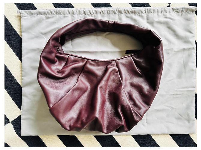 Autre Marque Borsa hobo Les Visionnaires Greta in pelle rosso scuro Bordò - vista 2