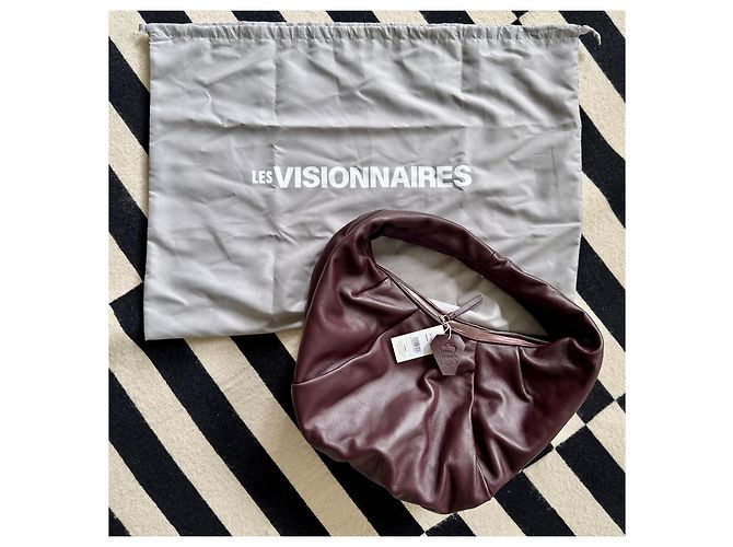 Autre Marque Borsa hobo Les Visionnaires Greta in pelle rosso scuro Bordò - vista 3