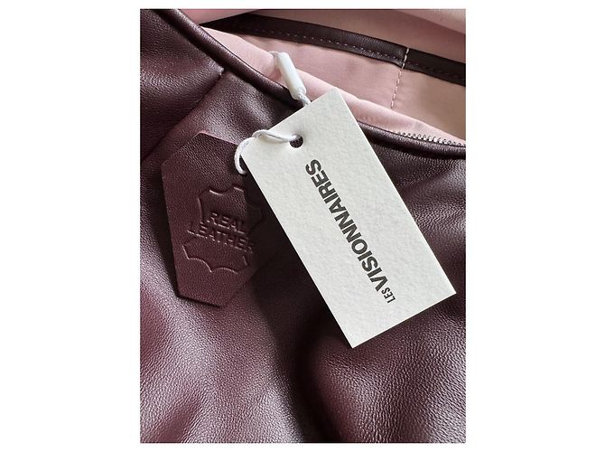 Autre Marque Borsa hobo Les Visionnaires Greta in pelle rosso scuro Bordò - vista 5