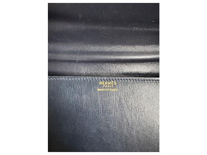 Borsa a spalla Hermès Camargue Box Calf blu navy Blu scuro - vista 10
