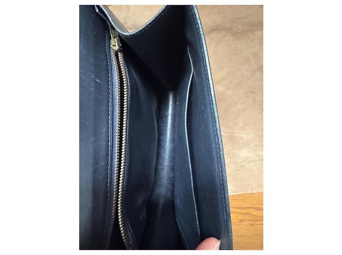 Borsa a spalla Hermès Camargue Box Calf blu navy Blu scuro - vista 12