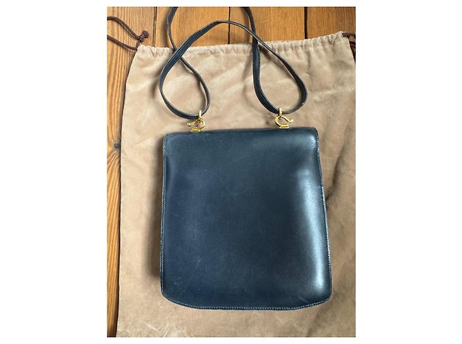 Borsa a spalla Hermès Camargue Box Calf blu navy Blu scuro - vista 14