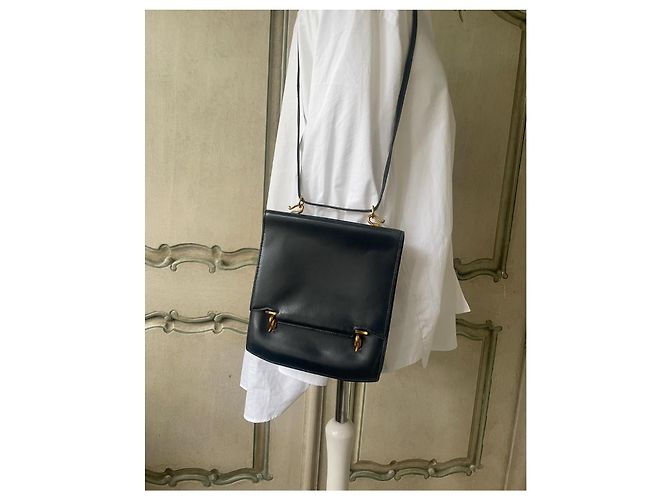Borsa a spalla Hermès Camargue Box Calf blu navy Blu scuro - vista 2