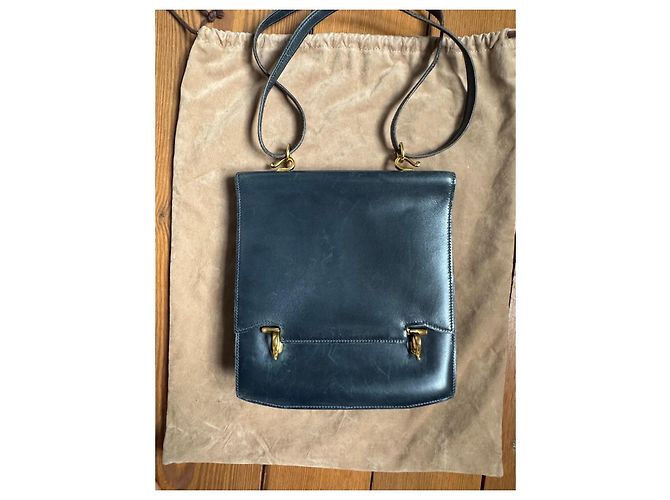 Borsa a spalla Hermès Camargue Box Calf blu navy Blu scuro - vista 3
