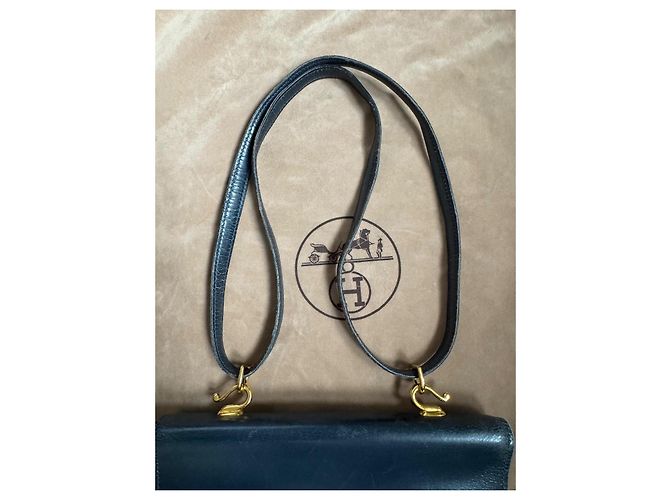 Borsa a spalla Hermès Camargue Box Calf blu navy Blu scuro - vista 4