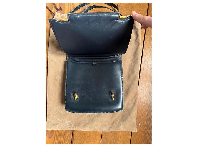 Borsa a spalla Hermès Camargue Box Calf blu navy Blu scuro - vista 5