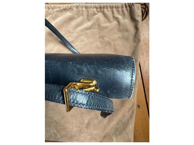 Borsa a spalla Hermès Camargue Box Calf blu navy Blu scuro - vista 7