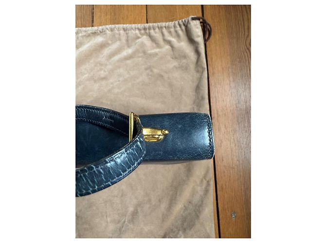 Borsa a spalla Hermès Camargue Box Calf blu navy Blu scuro - vista 8