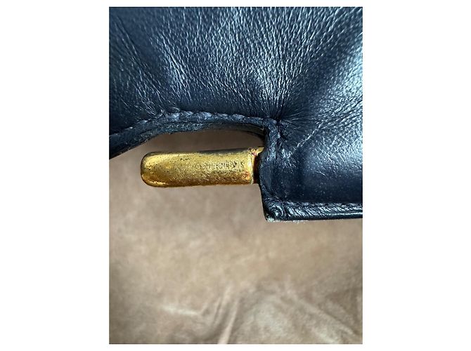Borsa a spalla Hermès Camargue Box Calf blu navy Blu scuro - vista 9