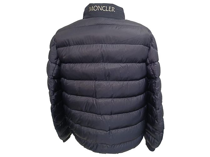 Moncler Rodez Zipped Down Jacket in Navy Blue Polyamide - view 5