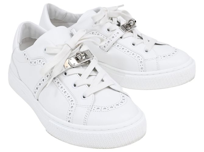 Kelly Sneakers basse Hermès Day in pelle bianca Bianco - vista 4