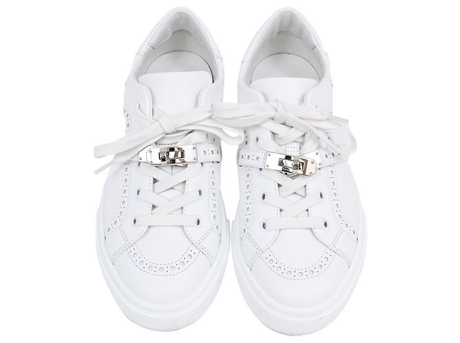 Kelly Sneakers basse Hermès Day in pelle bianca Bianco - vista 5