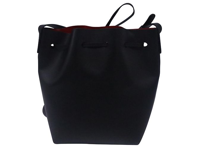 Sac seau mini Mansur Gavriel en cuir noir - vue 3