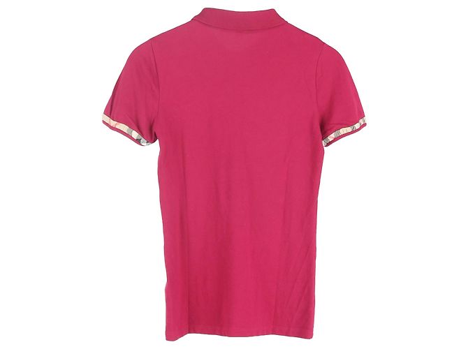 Polo de manga corta en algodón rojo violeta con detalles de cuadros Burberry Brit - vista 2