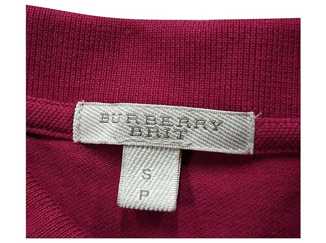Polo de manga corta en algodón rojo violeta con detalles de cuadros Burberry Brit - vista 3