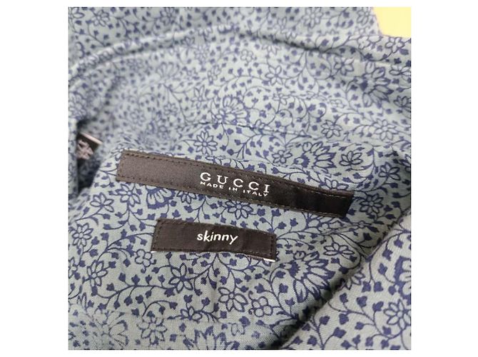 Camisa de botones de algodón azul marino con estampado floral Gucci Azul claro - vista 4