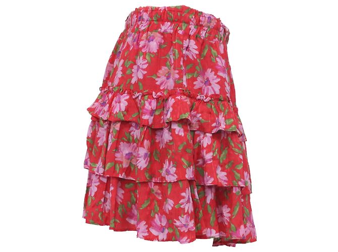 Jupe Mini Corbett LoveShackFancy en Viscose Rouge - vue 2