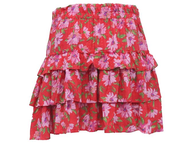 Jupe Mini Corbett LoveShackFancy en Viscose Rouge - vue 3