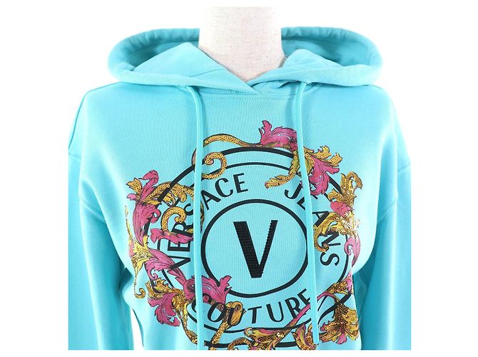 Sudadera de algodón con logo de lentejuelas Versace Jeans Couture Azul Azul claro - vista 4