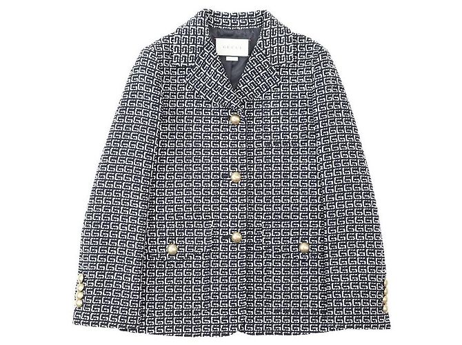 Chaqueta de mezcla de lana GG Jacquard Gucci Azul - vista 11