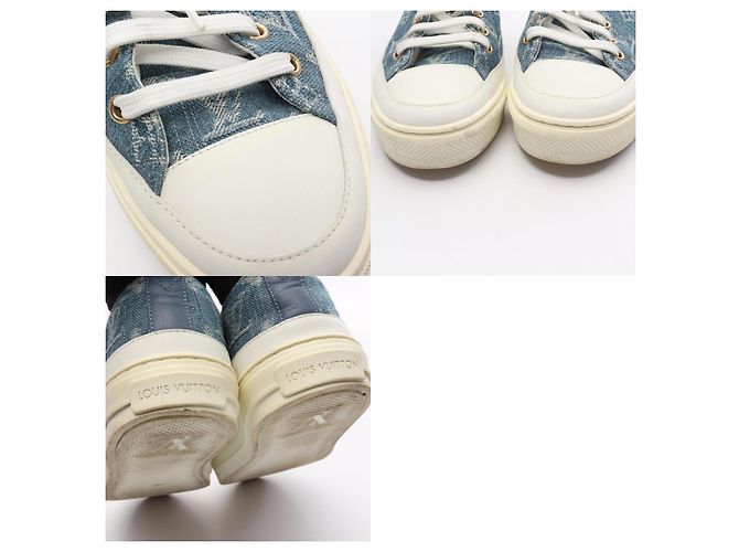 Sneakers in denim della linea Stellar di Louis Vuitton Bianco Blu - vista 10