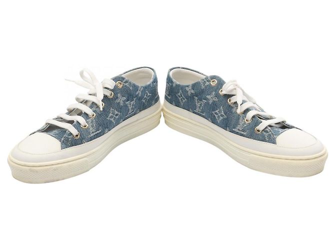 Sneakers in denim della linea Stellar di Louis Vuitton Bianco Blu - vista 3