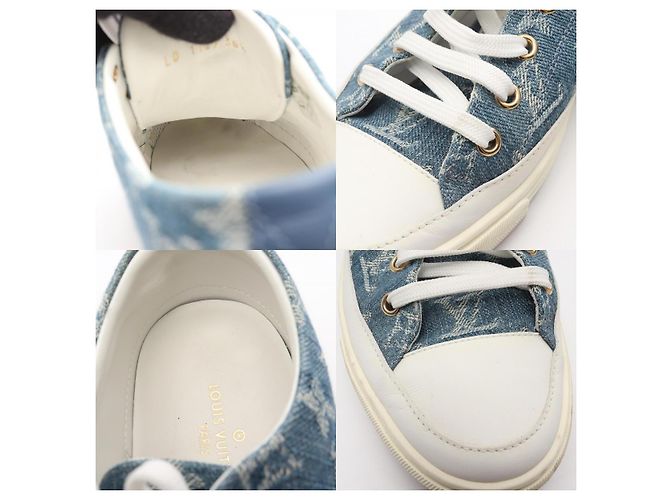 Sneakers in denim della linea Stellar di Louis Vuitton Bianco Blu - vista 9
